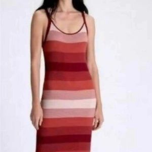 Banana Republic Womens Striped Rib Knit Tank Midi Dress Rayon Blend sz S petite